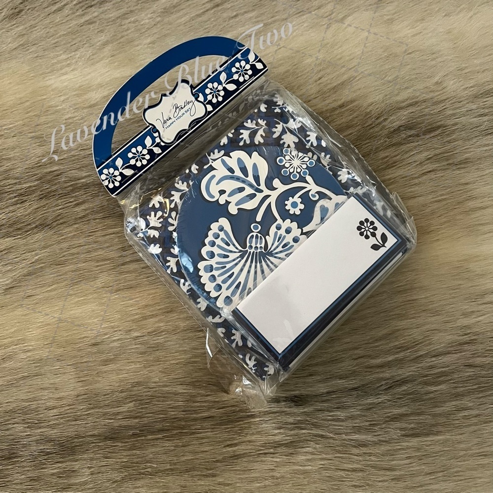 New VERA BRADLEY Blue Bayou 2014 Happy Hour Set Cocktail Napkins Coasters Cards